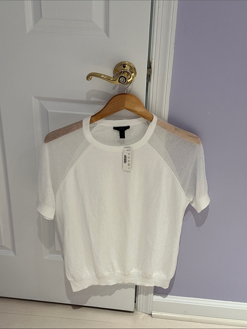 NWT JCrew White Short-Sleeve Crewneck Shirt - size M